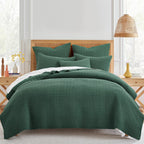 Levtex Home - Mills Waffle - King/Cal King Quilt Set - Forest Green Cotton Waffle - Quilt Size (106 X 92In.), Sham Size (36 X 20