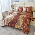 Perfemet 6 Pcs Marble Comforter Set California King Watercolor Tie Dye Printing Bedding With Sheets Abstract Artwork Brown And G