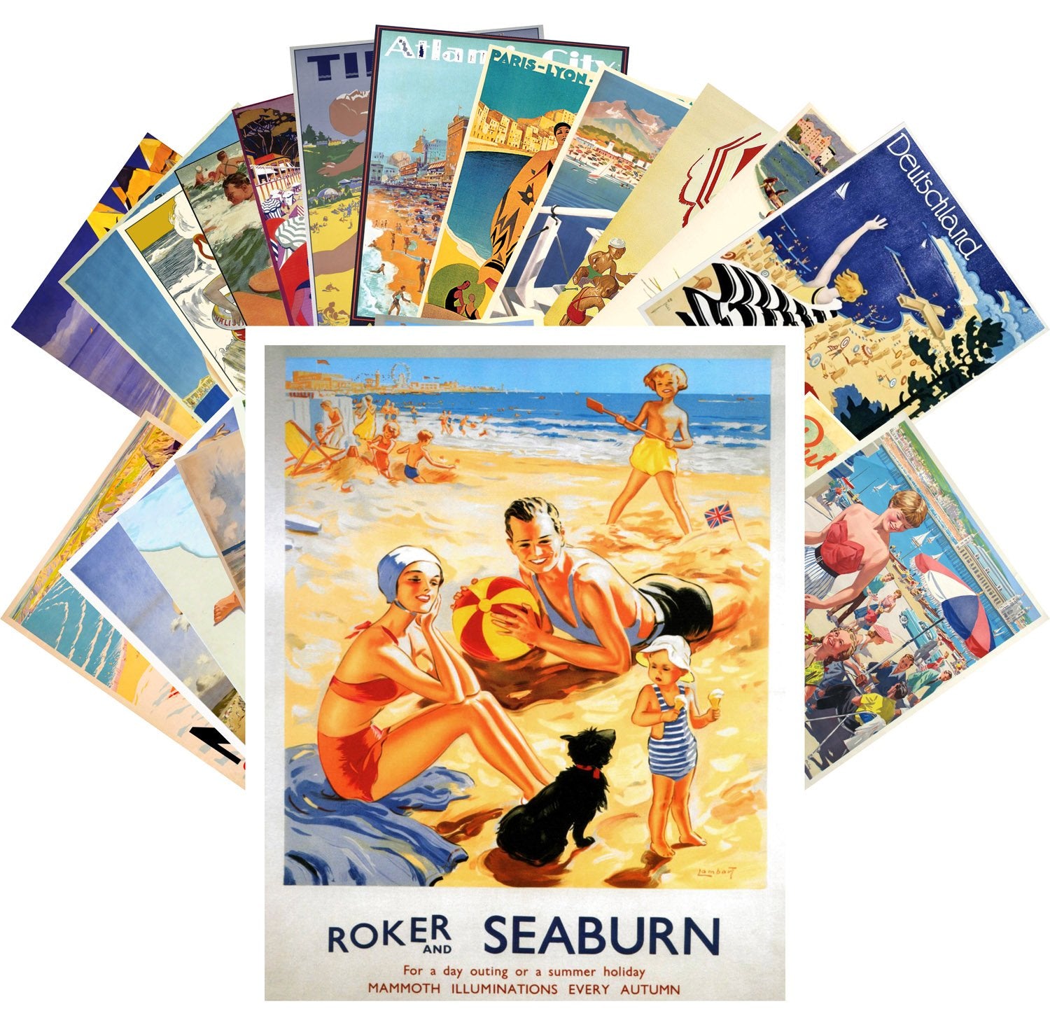 Vintage Postcards 24 Pcs Vintage Travel Posters Beach Holidays