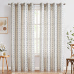 Jinchan Boho Curtains Linen Curtains For Living Room Blue Farmhouse Curtains 96 Inch Length Geometric Striped Patterned Mudcloth