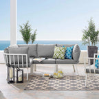 Modway Riverside Outdoor Patio Aluminum Sectional Set, 59" L X 85. 5" W X 28" H, White Gray