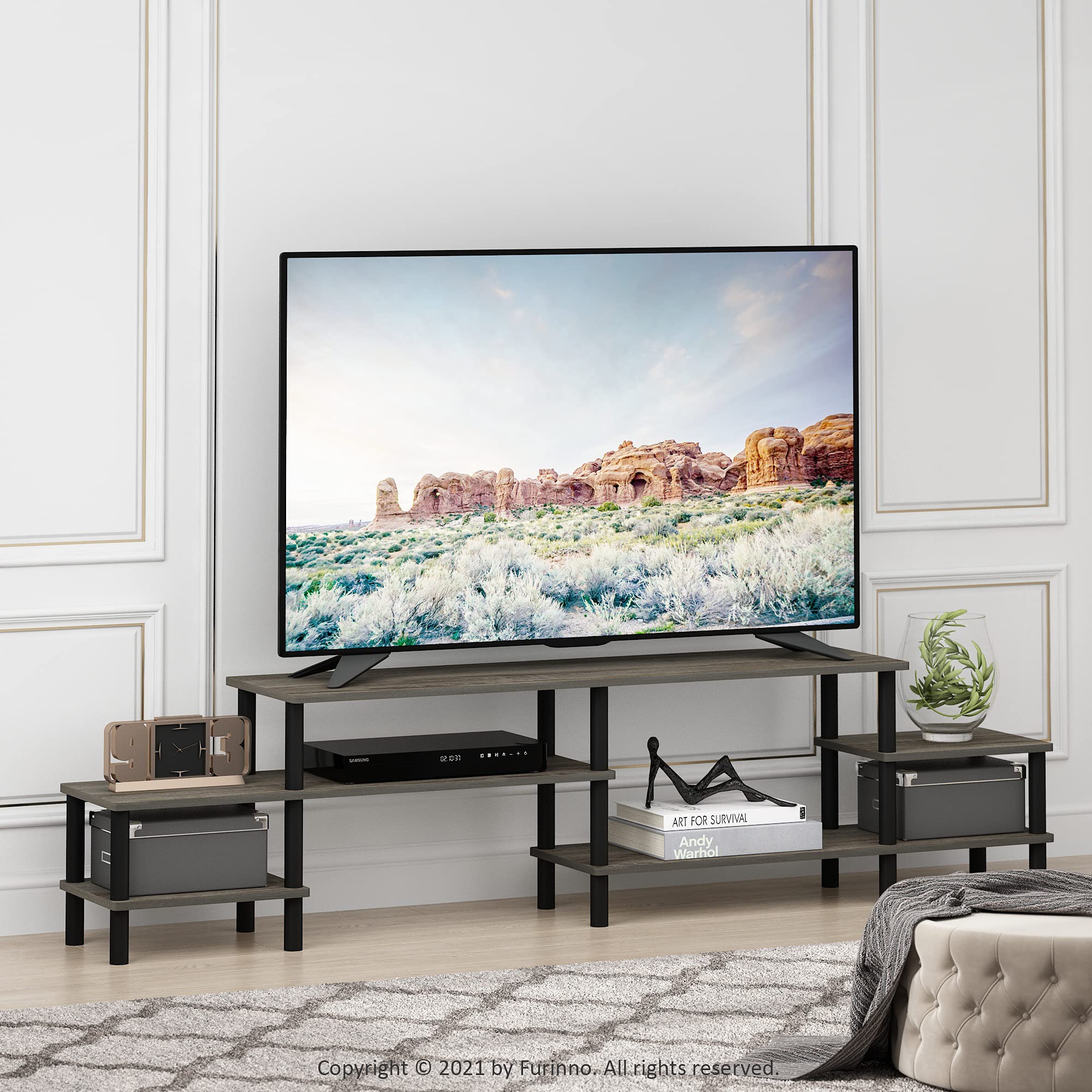 Furinno Turn-N-Tube Grand Stand for TV up, 78 Inch, French Oak