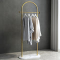 BUZUEY Freestanding Clothing Rack with Marble Base,Modern Gold Arch Garment Rack for Small Spaces,Sturdy Metal Coat Rack,Clothes