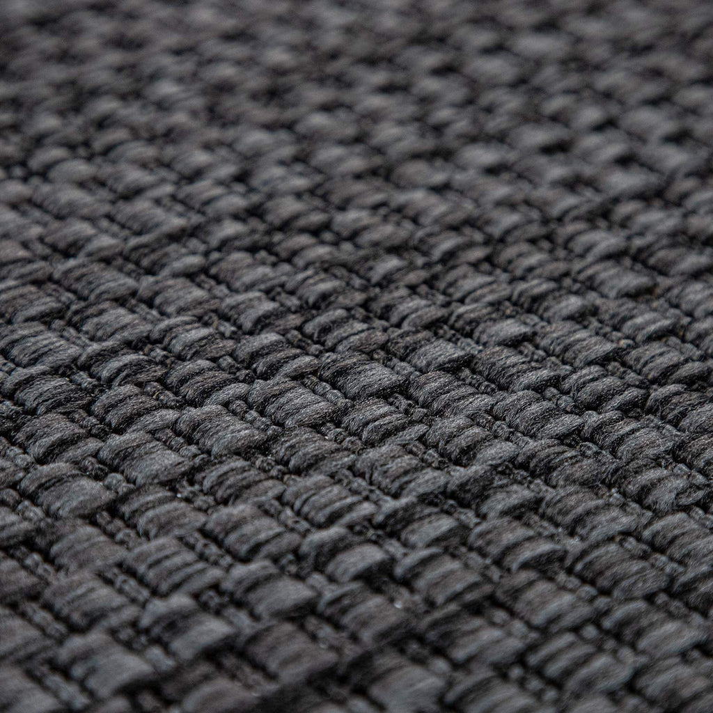 Solid Outdoor Rug For Patio Or Balcony Weatherproof In Mottled Anthracite, Size: 5'3' X 7'3'