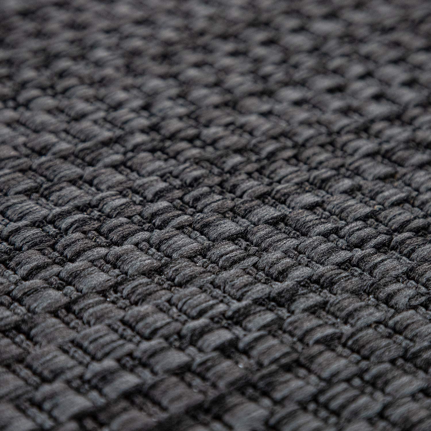 Solid Outdoor Rug For Patio Or Balcony Weatherproof In Mottled Anthracite, Size: 5'3' X 7'3'