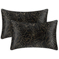 Exq Home Satin Pillowcase For Hair And Skin Queen - Printed Rose On Black Silk Pillowcase 2 Pack 20X30 Inches - Satin Pillow Cas
