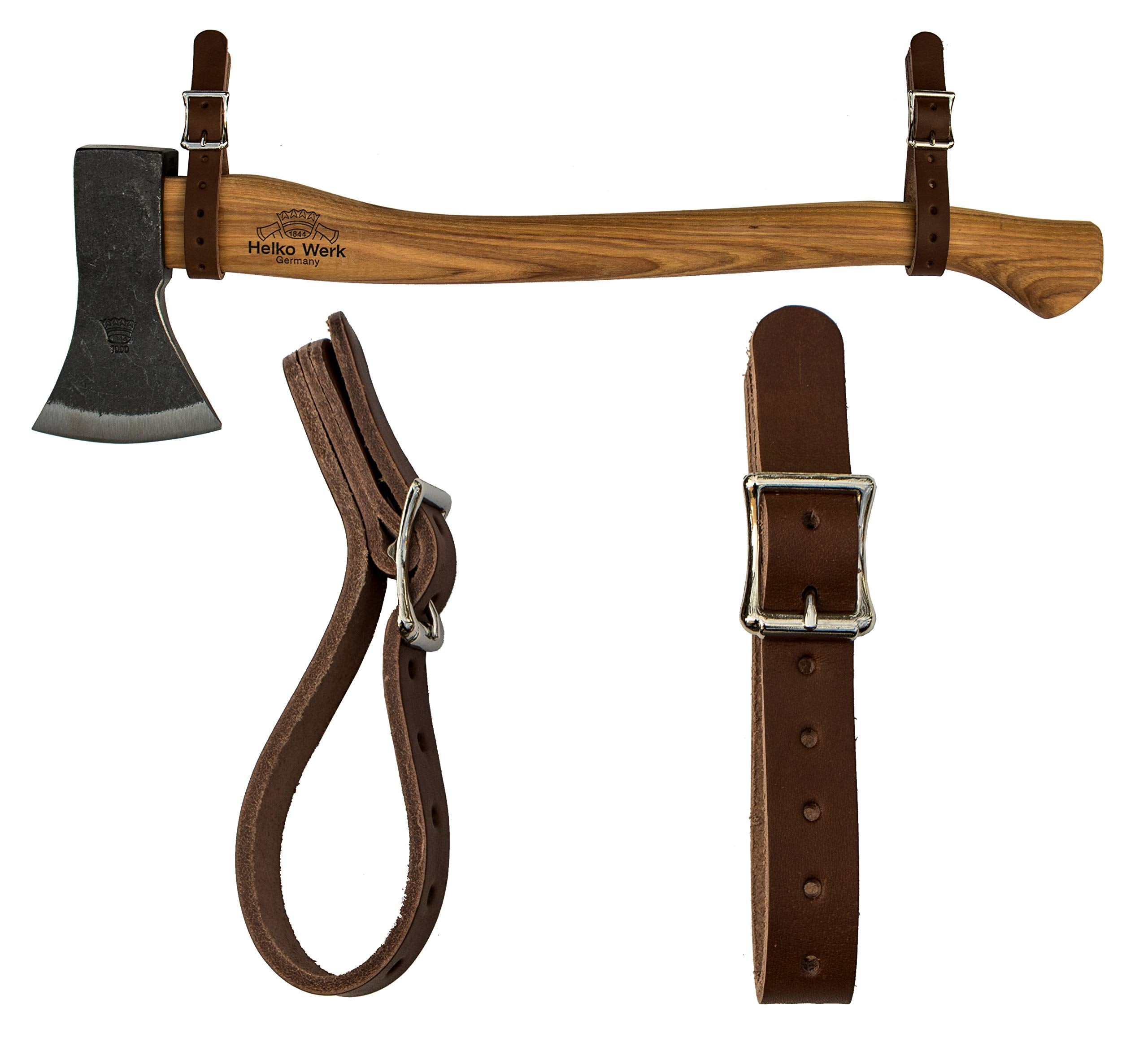 1844 Helko Werk Germany Leather Axe Hangers - Wall Hanging Leather Straps With Adjustable Buckle For Axes, Hatchets, Tools, For