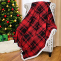 Catalonia Red Plaid Sherpa Throw Blanket, Super Soft Warm Snuggle Christmas Holiday Throws For Couch Cabin Decro, Buffalo Checke