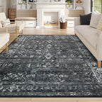 Lahome 8x10 Area Rugs for Living Room Washable Rugs 8x10 Black Large Rug Indoor Carpet, Vintage Distressed Rug Soft Non Slip Are