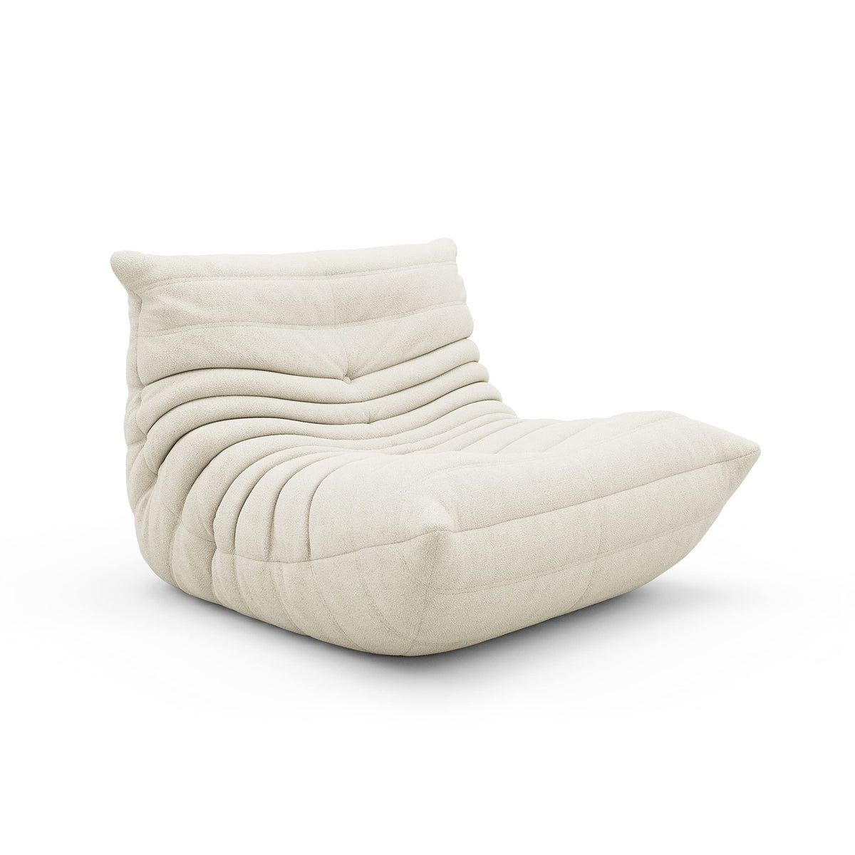 Fireside Chair, Mid Century Floor Sofa, Soft Floor Lounge Chair Lazy Sofa Accent Chair For Living Room Bedroom Salon Office (Mohair, White)