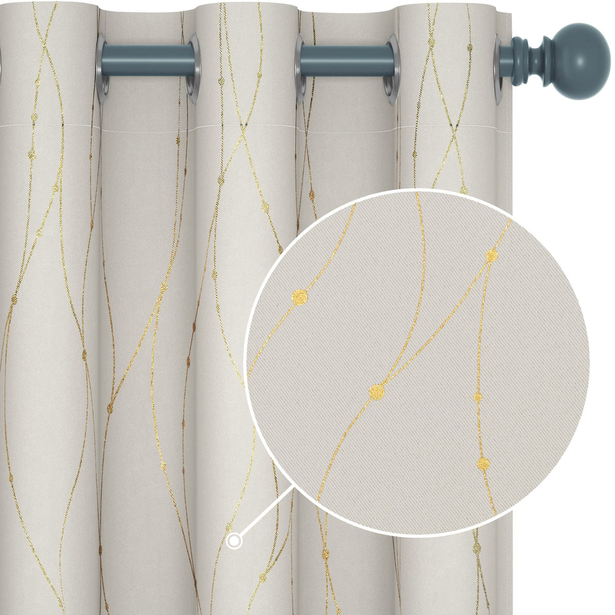 Deconovo Blackout Beige Curtains And Drapes For Living Room - Home Decoration, Room Darkeing Curtains (42 X 63 Inch, Beige, 2 Pa