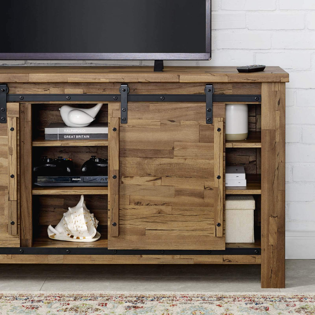 Modway Cheshire 70" Tv Stand Rustic Sliding Door Dining Room Cabinet Storage Buffet Table Sideboard