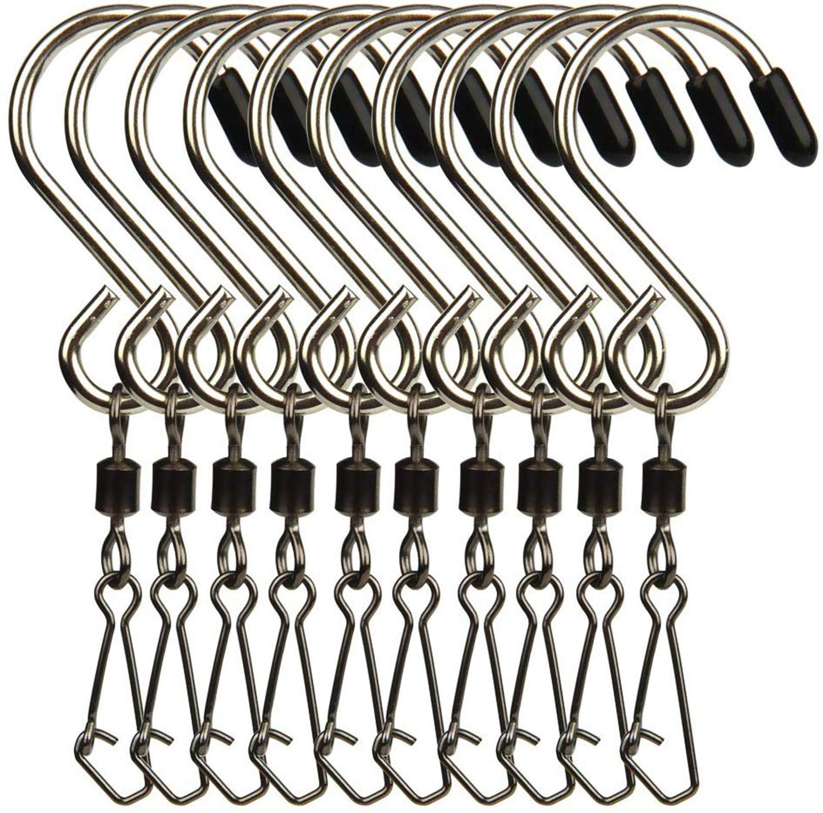 10Pcs Swivel S Hooks Clips Hanging Wind Spinners For Chimes Crystal Twisters,Spinning Windsocks And Any Kites, Flower Pots, Plan