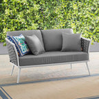 Modway Stance Outdoor Patio Contemporary Modern Woven Rope Loveseat In White Gray