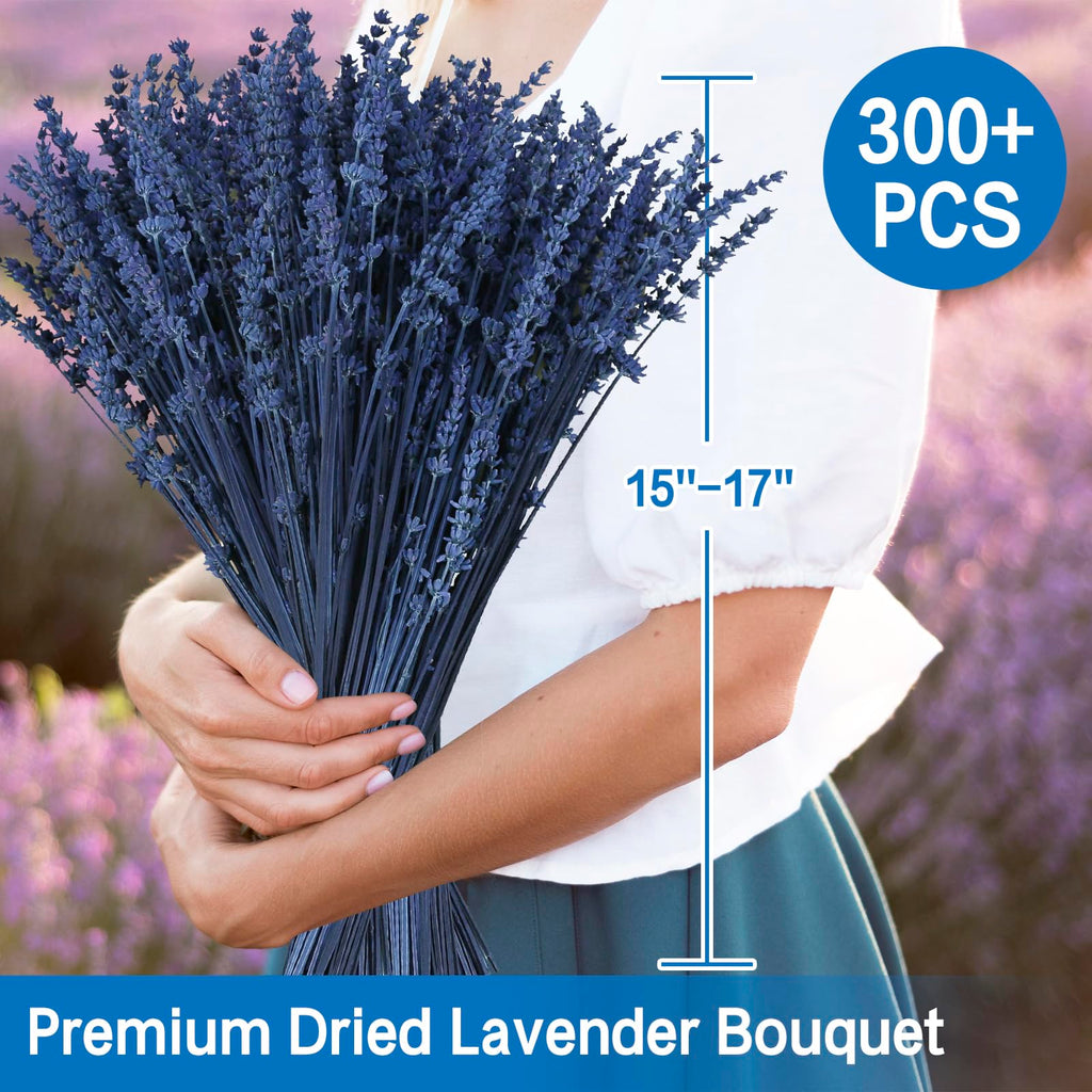 Dried Blue Lavender Flowers Bundle-Dried Preserved Lavender Bouquet 15''-17'' For Home Wedding Shower Vase D  Cor, Aromatherapy,