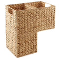 Casafield Stair Step Basket with Handles, Natural - Woven Water Hyacinth Staircase Basket Storage Bin Organizer