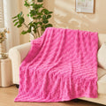 Newcosplay Super Soft Twin Blanket Hot Pink Premium Silky Flannel Fleece 3D Checkered Lightweight Bed Blanket All Season Use (Ho