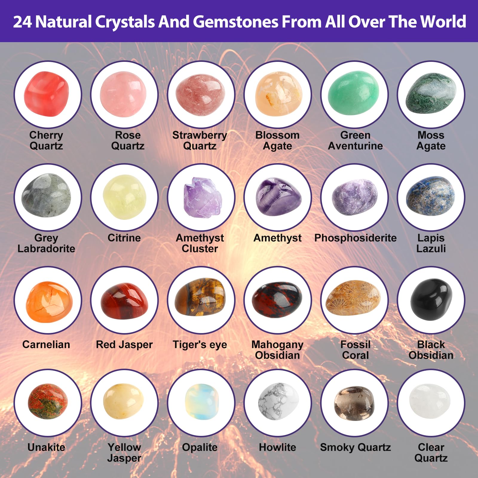 JELMOK Advent Calendar 2024 - Gemstone Dig Kit with 24 Real Gems, Educational Crystal Countdown for Kids, Perfect for Valentine's Day