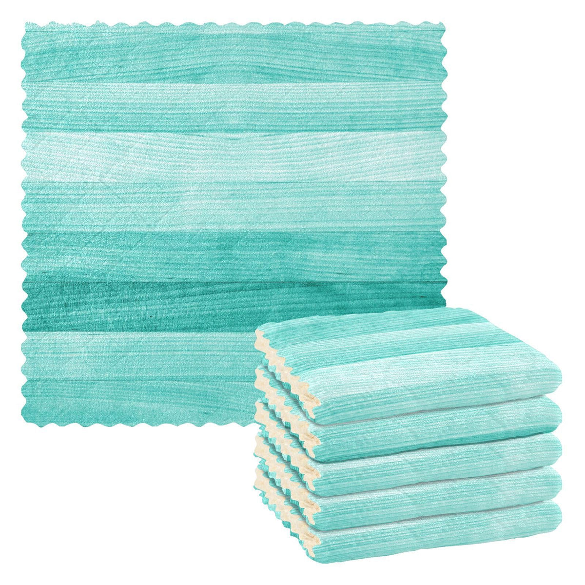 senya Teal Turquoise Green Wood Print Dish Cloths 6 Pack Dish Towels Reusable Cleaning Cloths Kitchen Hand Towels
