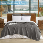 Phf Ultra Soft Waffle Weave Blanket Queen Size 90'X 90'- Washed Lightweight Breathable Cozy Woven Blanket For Bed - Aesthetic Decor For Couch Bedding Sofa Home Car - Grey