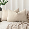 Foindtower Pack Of 2 Soft Textured Throw Decorative Pillow Covers Lumbar Accent Solid Cushion Cover Cozy Neutral Farmhouse Pillo