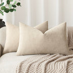 Foindtower Pack Of 2 Soft Textured Throw Decorative Pillow Covers Lumbar Accent Solid Cushion Cover Cozy Neutral Farmhouse Pillo