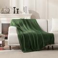 Knit Cozy Bed Blanket Plush Fuzzy Soft Blanket Queen Size Luxury Bed Blanket 90X90 Inches Dark Green