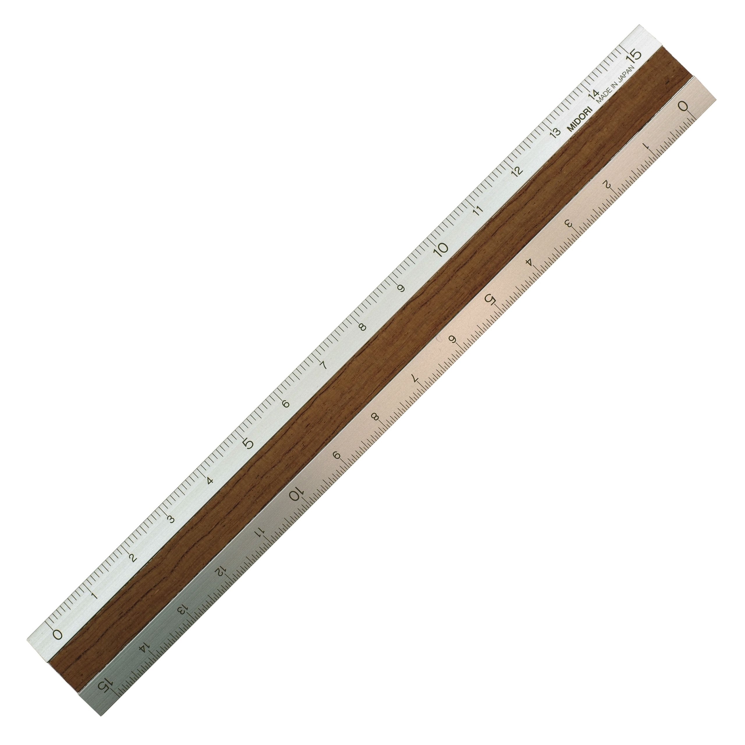 Midori Aluminium + Wood Ruler 15Cm Dark Brown (42258006)
