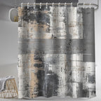 Lnond 4Pcs Bathroom Shower Curtain Sets With Rugs,Black And Grey Painting Art Bathroom Sets With Shower Curtain And Rugs And Acc