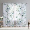 Fereyis Green Eucalyptus Leaves Curtains For Living Room 84 Inch Length 2 Panels Set Elegant Floral Plant Spring Printed Window