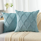 Decoruhome Spring Throw Pillow Covers 24X24 Inch Set Of 2, Soft Plush Faux Fur Wool Aqua Couch Pillow Covers, Decorative Pillow Cases For Bed Sofa Living Room Home Decor