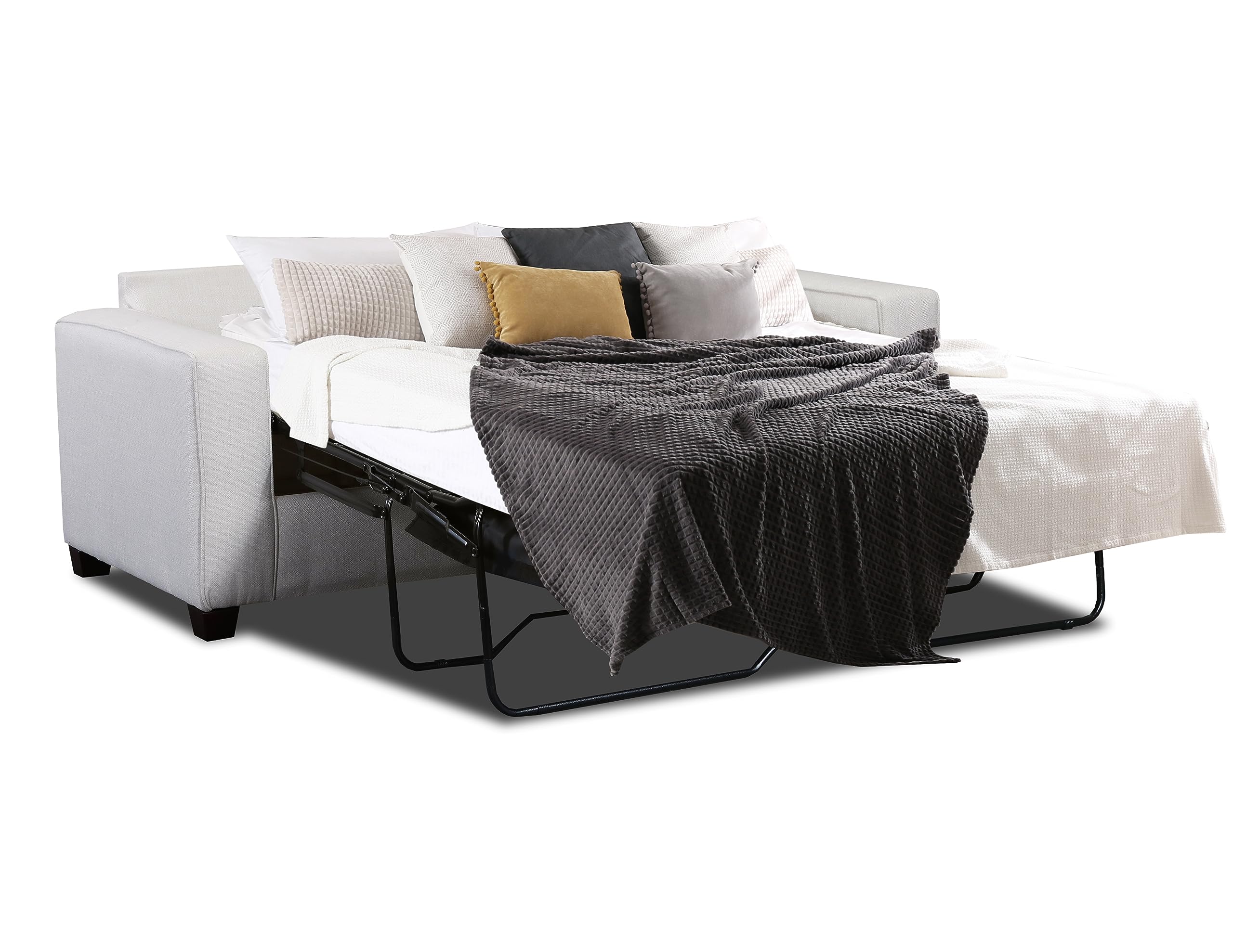 American Furniture Classics Relay Linen Sleeper with Two Throw Pillows Sofas, Soft Washed Cream Tweed