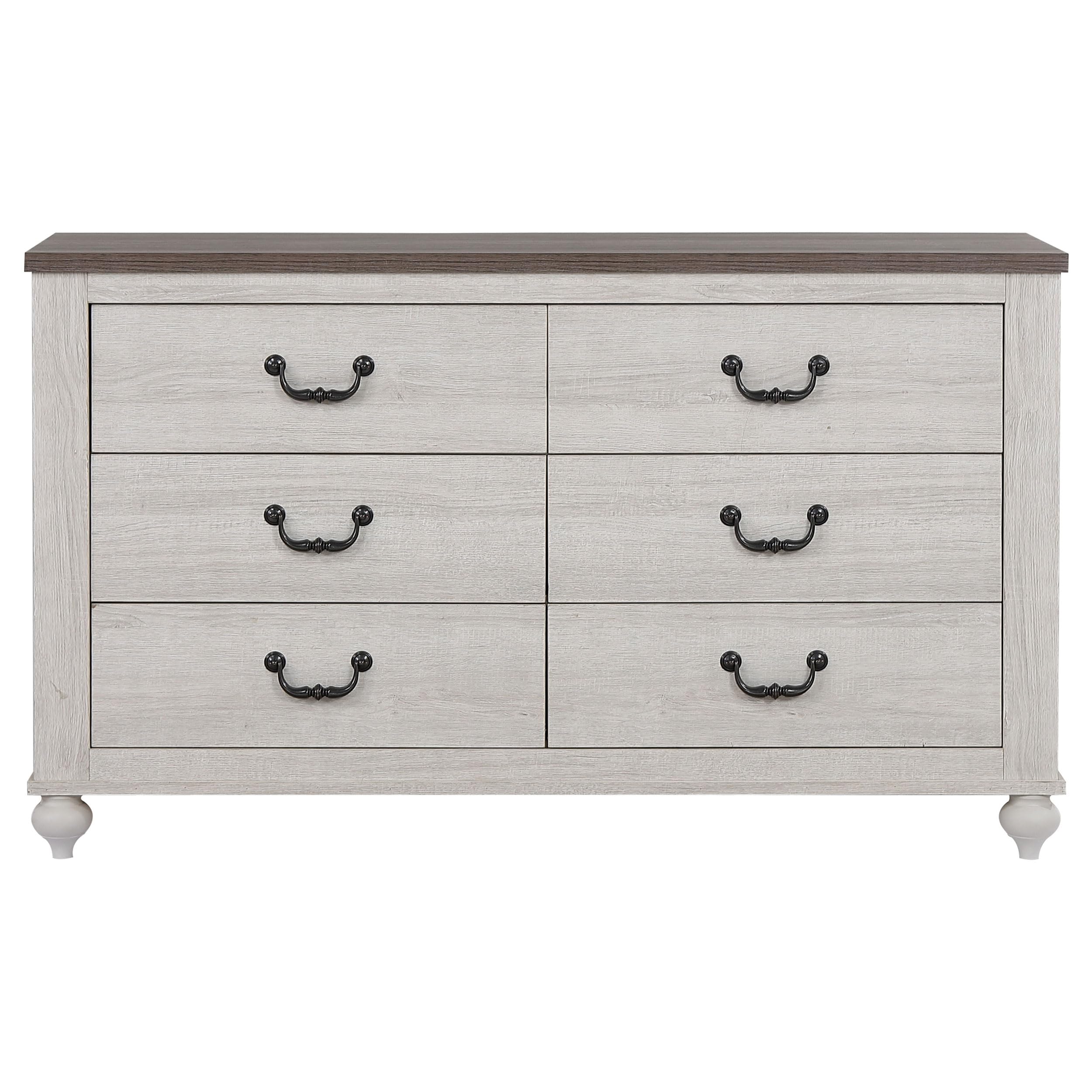 Coaster Home Furnishings Stillwood Farmhouse 59-inch 6-Drawer Bedroom Dresser Clothing Storage Cabinet Wide Chest of Drawers Organizer Unit Vintage Linen 223283
