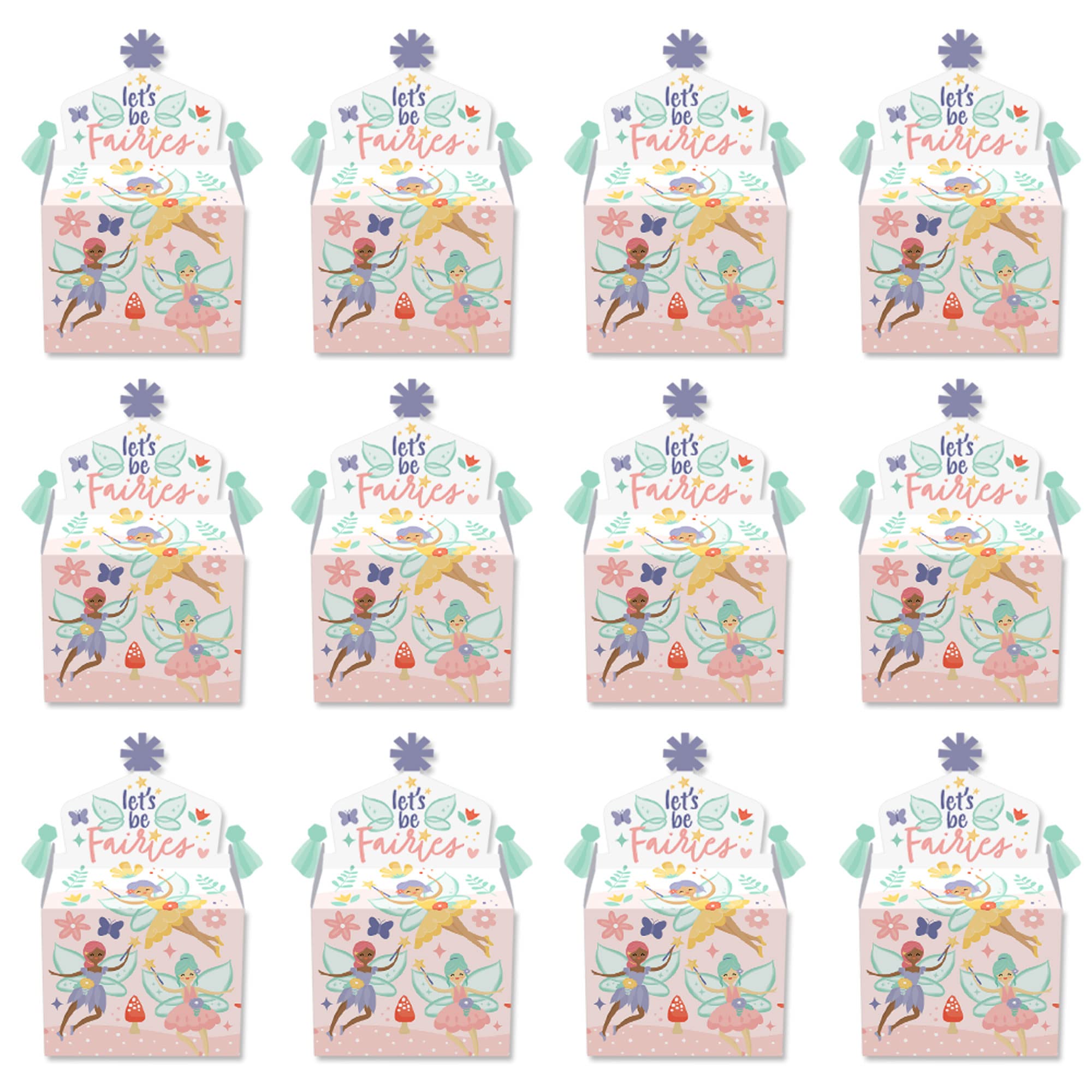 Big Dot Of Happiness Lets Be Fairies - Treat Box Party Favors - Fairy Garden Birthday Party Goodie Gable Boxes - Set Of 12