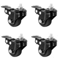 VIVO 1.5 inch M8 Threaded Locking Caster Wheels, Set of 4, Swivel, Rubber Base, Brake, Used for Standing Desk Frames, TV Stands,