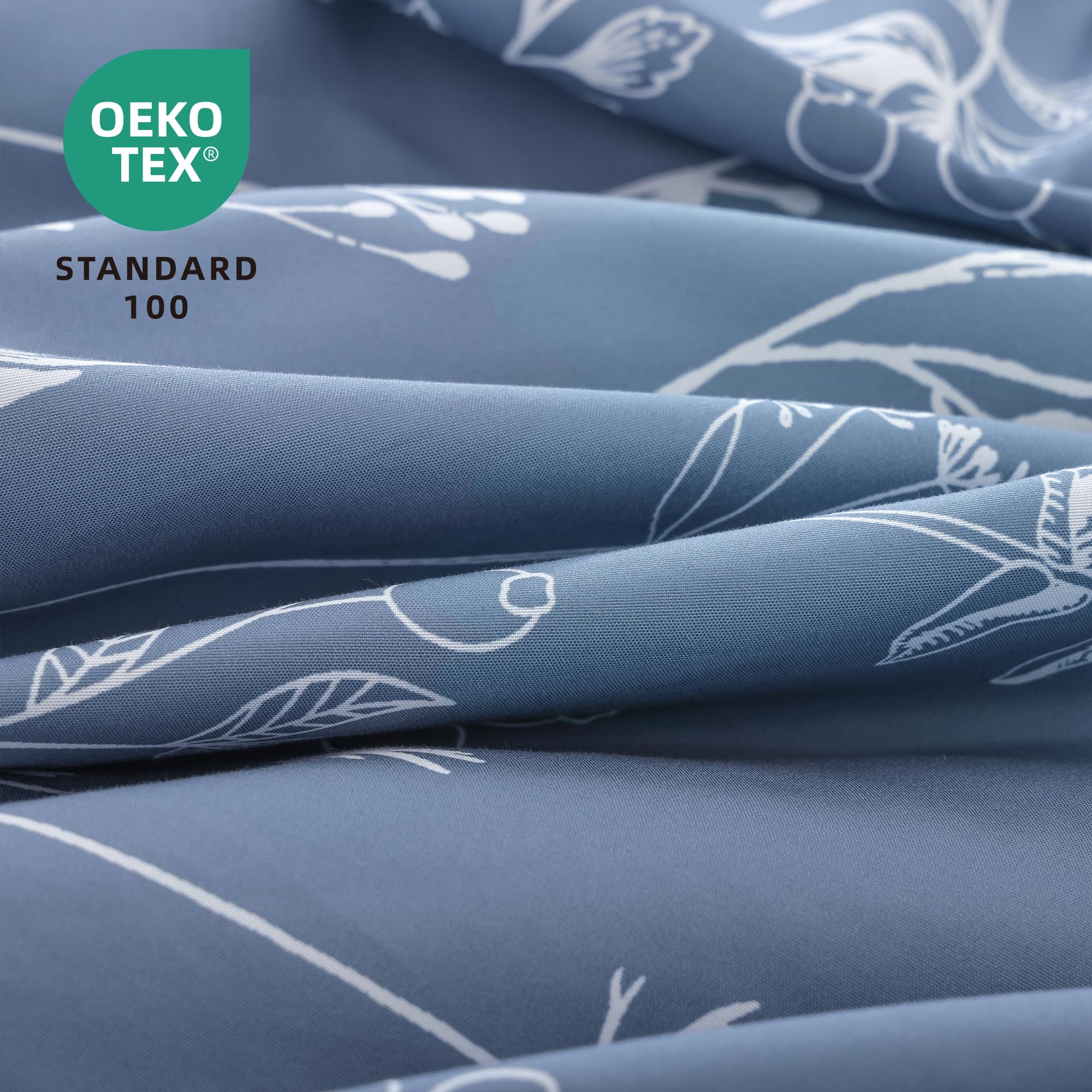 Janzaa Queen Comforter Set Infinity Blue Comforter Floral Bedding Sets 3 Pieces Flowers Bed Comforter 1 Soft Reversible Cute Botanical With 2 Pillow Shams