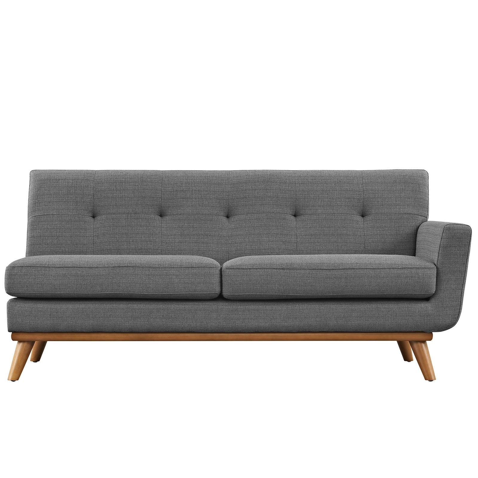 Modway Engage Right Arm Loveseat In Mid-Century Modern Upholstered Fabric Gray