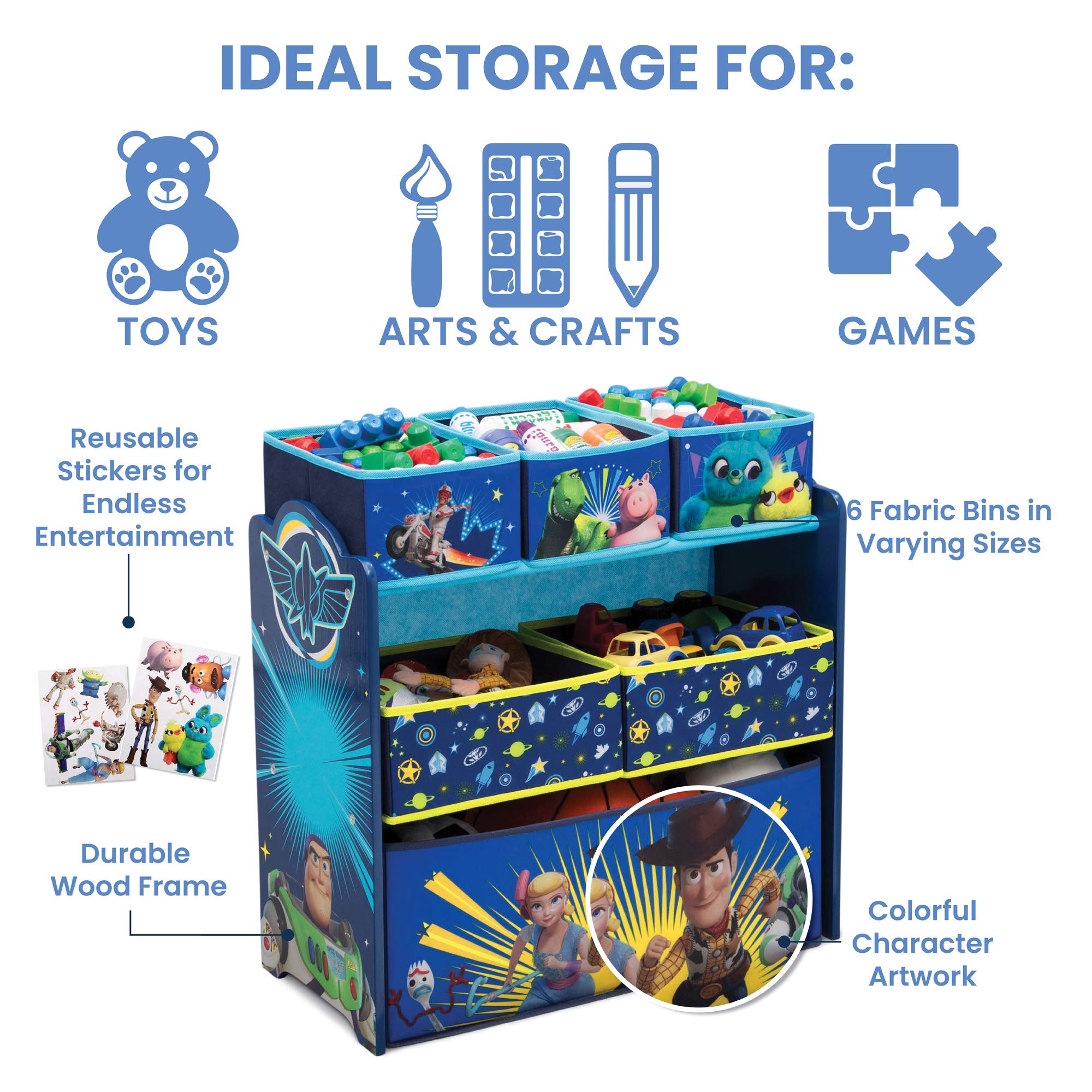 Disney/Pixar Toy Story 4 6 Bin Design And Store Toy Organizer By Delta Children