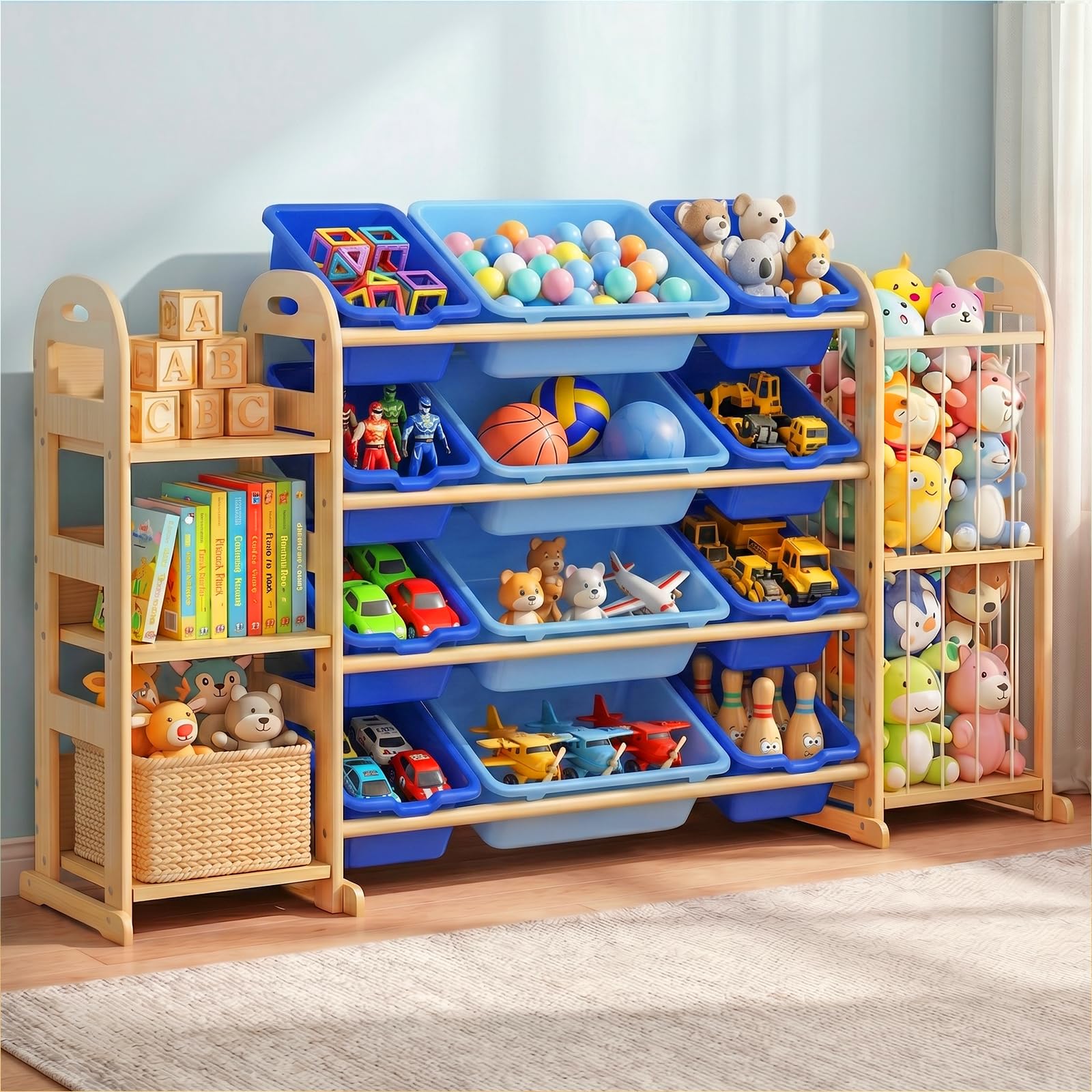 Orekemo Kids Toy Storage Organizer, Toy Organizers and Storage with Stuffed Animal Storage, Toy Storage Shelf with 3 Shelves, 12