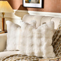 Amhoo Pack Of 2 Throw Pillow Covers 3D Dense Faux Rabbit Fur Cozy Super Soft Fuzzy Set Case Cushion For Couch Sofa Bedroom 16 X