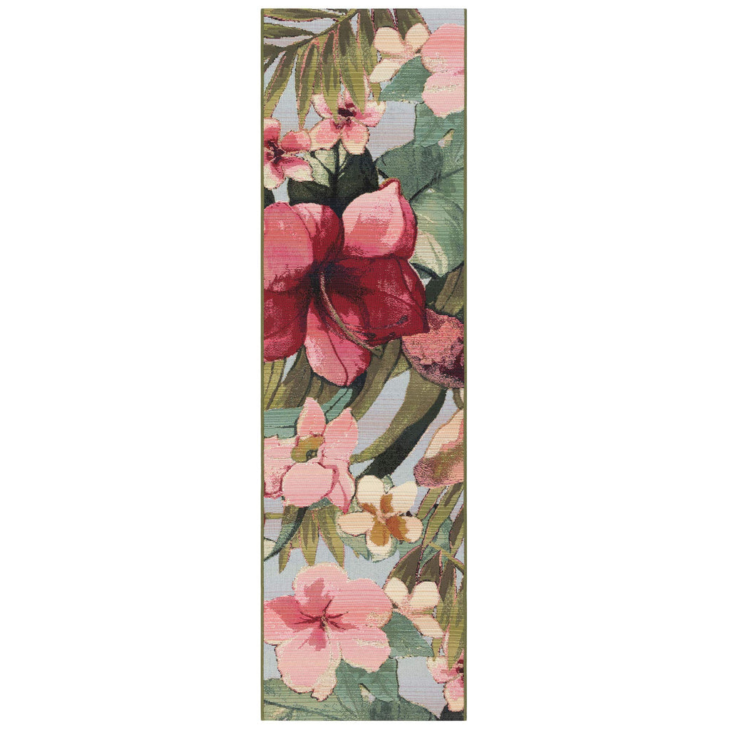 Liora Manne Marina Low Profile Durable Indoor/Outdoor Woven Rug- Tropical Floral Multi 1'11' X 7'6'