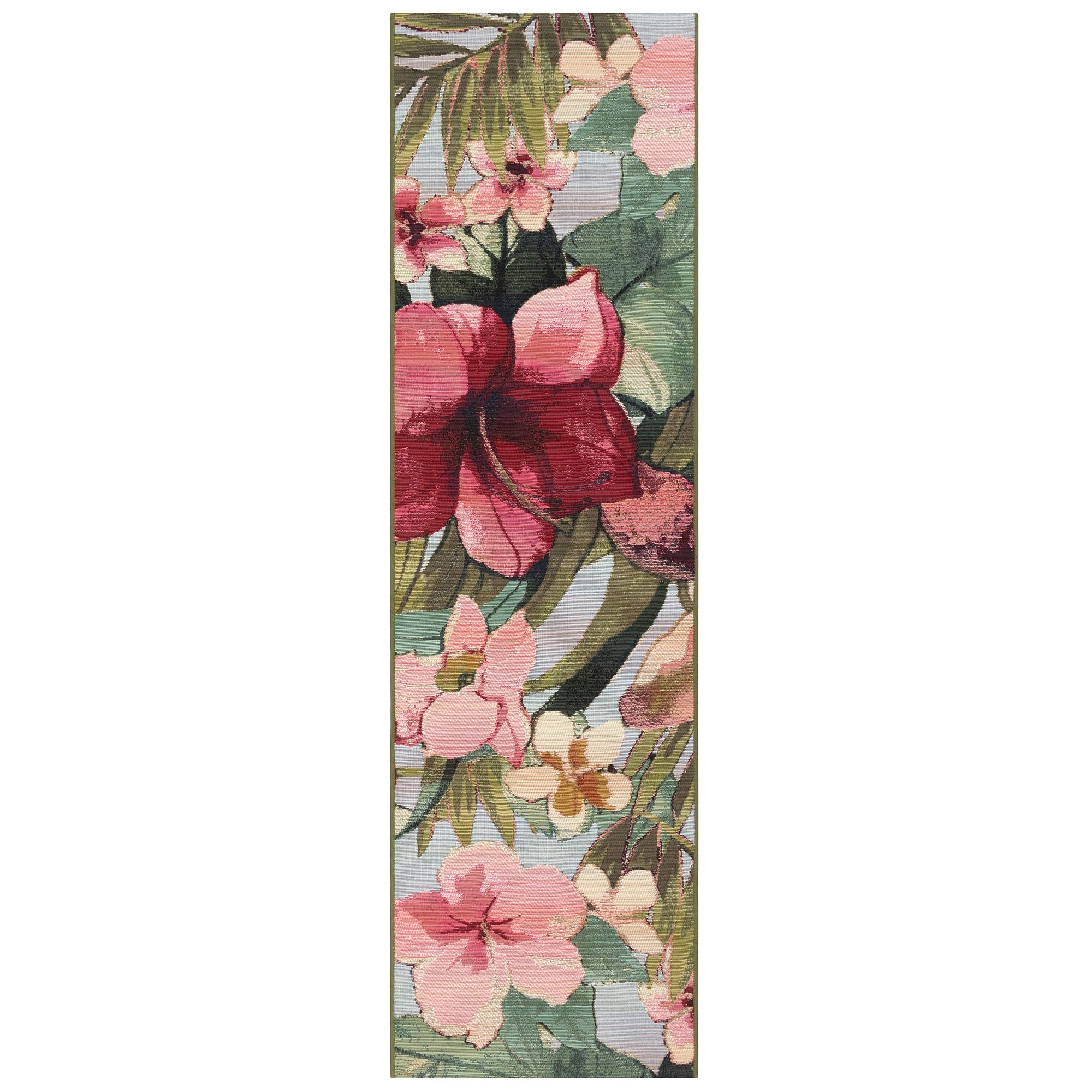 Liora Manne Marina Low Profile Durable Indoor/Outdoor Woven Rug- Tropical Floral Multi 1'11' X 7'6'