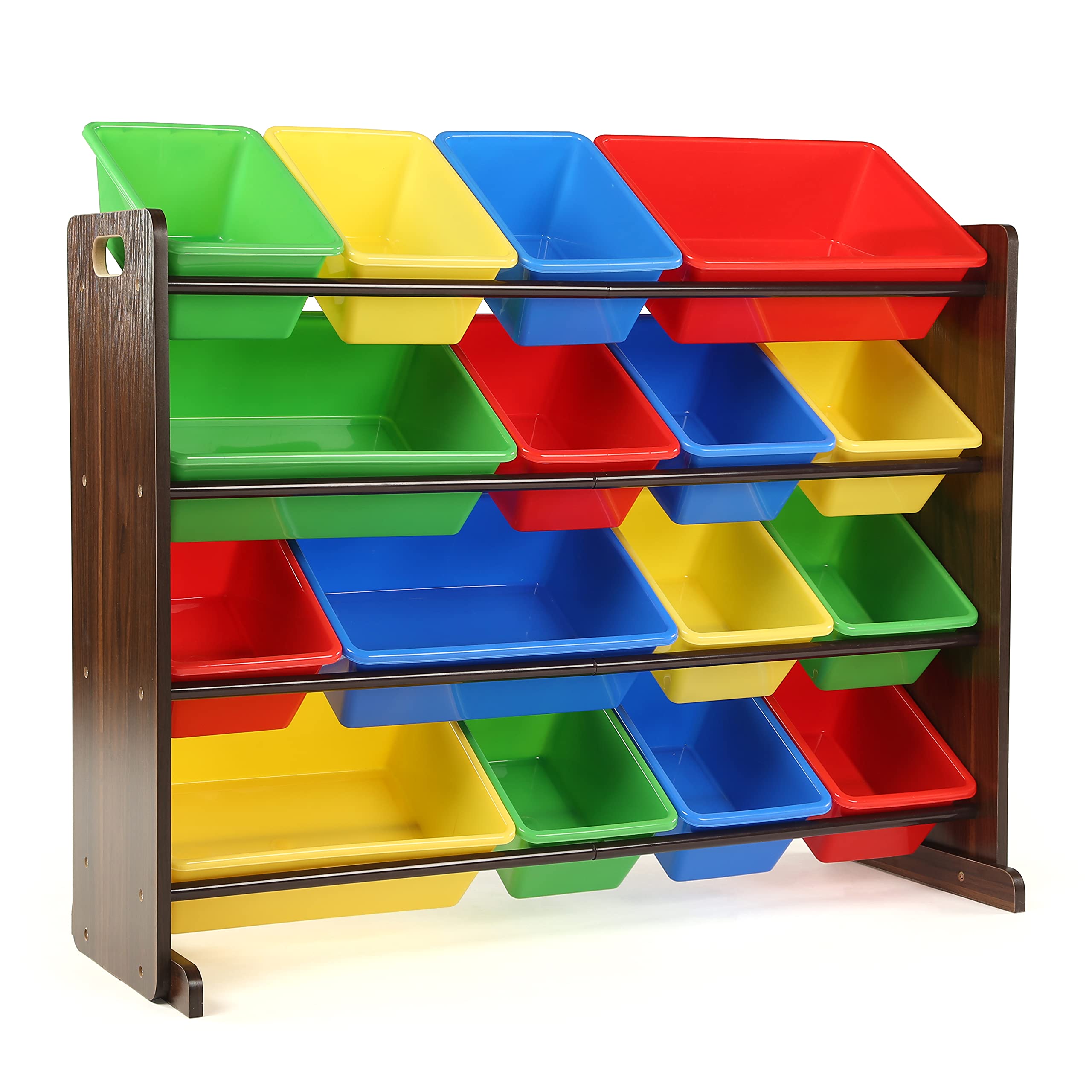 Humble Crew Supersized Toy Storage Organizer with 16 Removable Bins, Walnut/Primary - Large Toy Storage for Toddlers Ideal for K