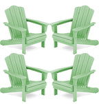 Kingyes Folding Adirondack Chair Set Of 4, Hdpe All-Weather Folding Adirondack Chair, Light Green