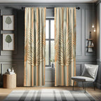 Ambesonne Exotic Window Curtains Pack Of 2, Vintage Tropical Jungle Leaf On Soft Nostalgic Stripes Pattern, Lightweight Set With