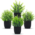 Der Rose 4 Pack Fake Plants Small Artificial Mini Faux Plants Indoor Black Bathroom Accessories for Room Home Office Shelf Decor