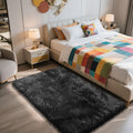 Shag Area Rug for Bedroom 3x5,Black Fluffy Area Rugs for Living Room,Soft Fuzzy Rug Non-Shedding Indoor Plush Carpet for Kids Be