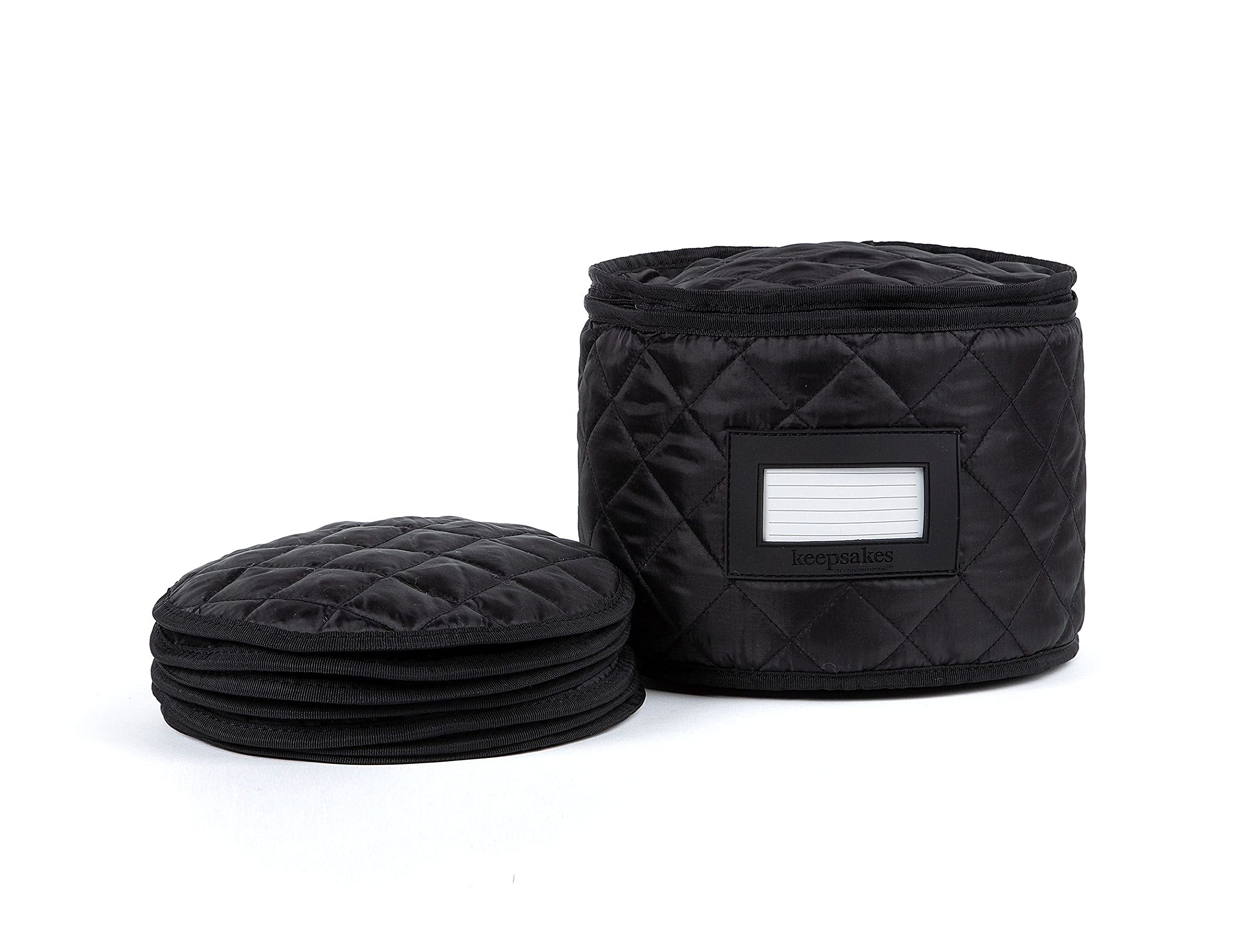 Covermates Keepsakes - Dish Storage - Padded Protection - ID Window - Stain Resistant - Machine Washable - China Storage, Black