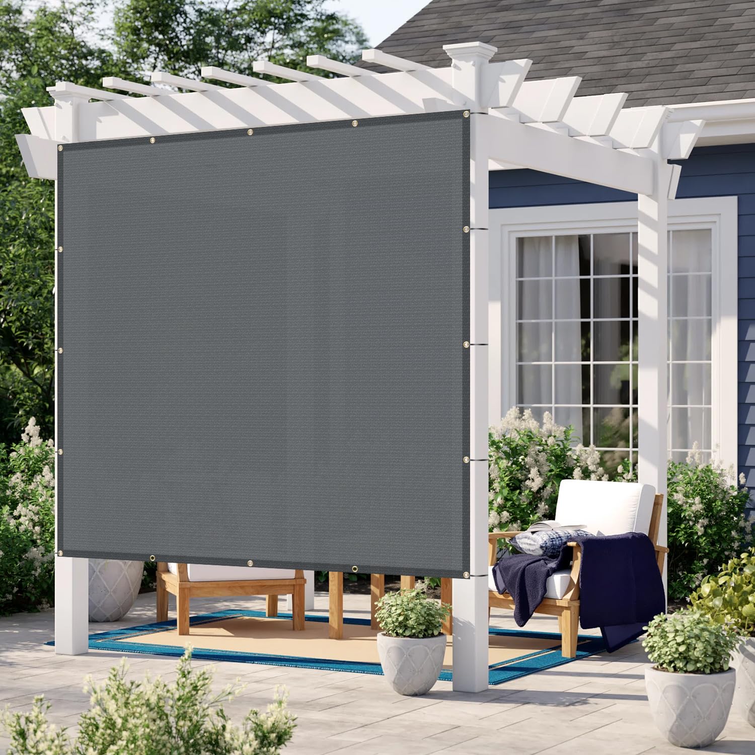 Love Story Custom Size 14X22 Ft Sun Shade Cloth With Grommets Pergola Shade Cover 95% Uv Protection For Patio Outdoor, Dark Grey