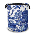 Blue and White Porcelain Laundry Basket,Chinoiserie Funny Foldable Oxford Laundry Hamper with Handles,Collapsible Clothes Storag